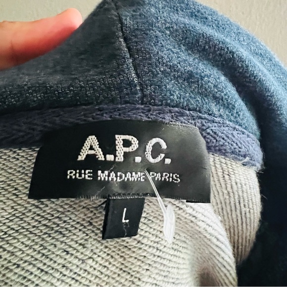 Apc Men's Dark Gray/Blue Hoodie Hooded Sweatshirt Size Large - Picture 5 of 6